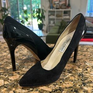 Jimmy Choo Velvet stacked heels